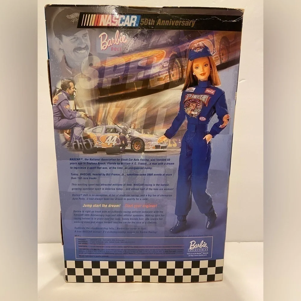 𝅺1998 Mattel Collector Edition 50th Anniversary Nascar Barbie Doll #20442